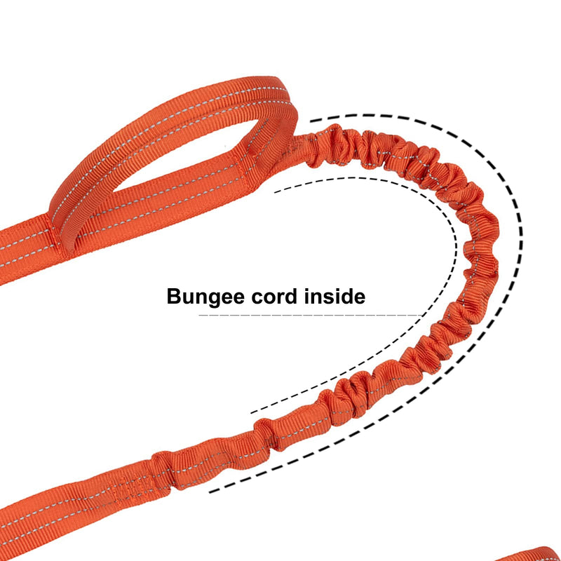 ICEFANG Tactical Dog Leash,K9 Training Walking Bungee Lead with Double Handle,Heavy duty metal Clasp,Hands free D-ring for Medium Large Breed (6 ft (Pack of 1), Reflective Orange) 6 ft (Pack of 1) - PawsPlanet Australia
