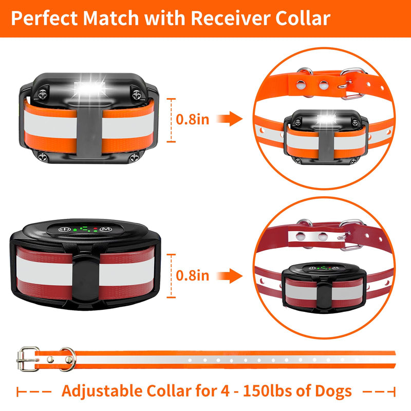 PaiPaitek Shock Collar Replacement Strap for Most of Training Collar, 3/4 Inch Dog Collar Replacement for Wireless Fence and Bark, Adjustable Reflective TPU Collar Strap - 2 Pack TPU Reflective Red and Orange - PawsPlanet Australia
