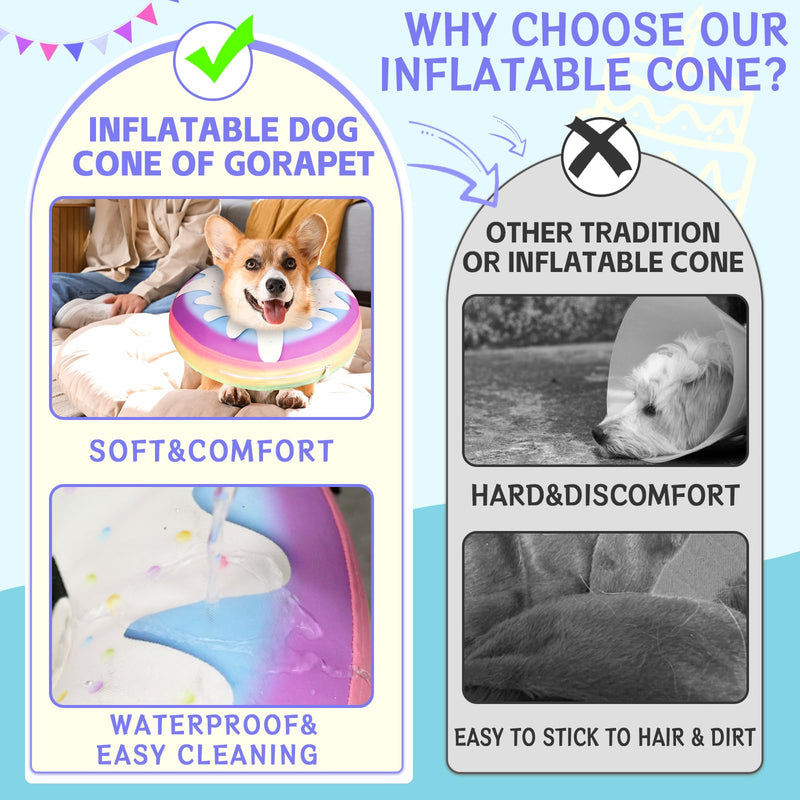 Inflatable Dog Cone Collar Alternative After Surgery, Donut Soft Neck Cone for Husky Border Collie Large Dogs, etc, Protective Comfortable E Collar Recovery Cone Not Block Vision Cake Large Sized(Neck:15-18.5in) - PawsPlanet Australia