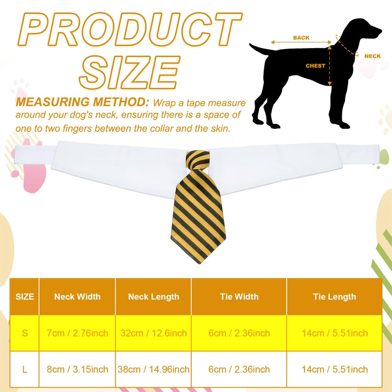 QUARKZMAN Cat Dog Tie with Collar Cute Tuxedo Bow Tie with Handmade Adjustable White Collar Formal Pet Cat Tie (Black & Yellow S) Suitable