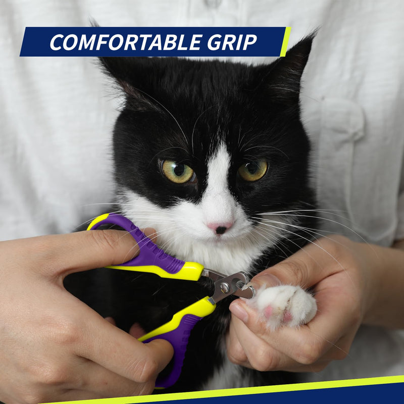 WePet Pet Nail Clippers U07.1, Professional Claw Trimmer, Bended Scissor Special for Cats, Kittens, Dogs, Puppies, Small Animals, Yellow/Purple #16 Yellow/Purple - PawsPlanet Australia