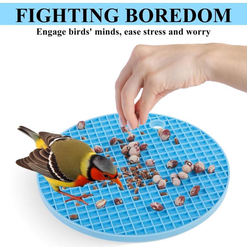 2Pcs Bird Foraging Toys,Foraging Mat,Forage Toys for Birds Small African Grey Parrot Toy to Increase Feeding Time Silicone Slow Feeder Mats for Parakeets Cockatiel Conure Budgies(Blue & Green) - PawsPlanet Australia