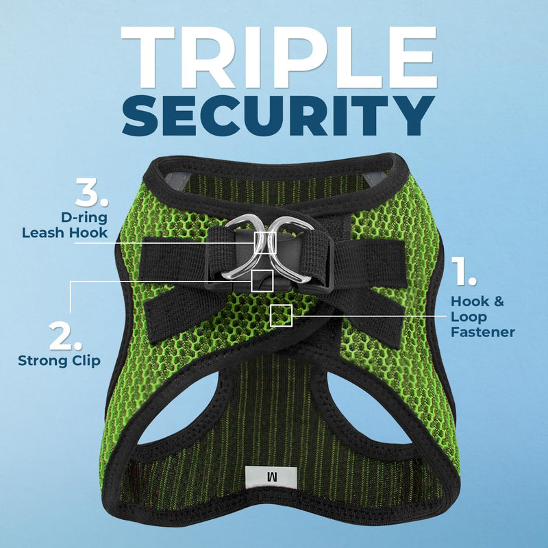 Best Pet Supplies Voyager Step-in Air All Weather Mesh Harness and Reflective Dog 5 ft Leash Combo with Neoprene Handle, for Small, Medium and Large Breed Puppies - Lime Green (2-Tone), S - PawsPlanet Australia
