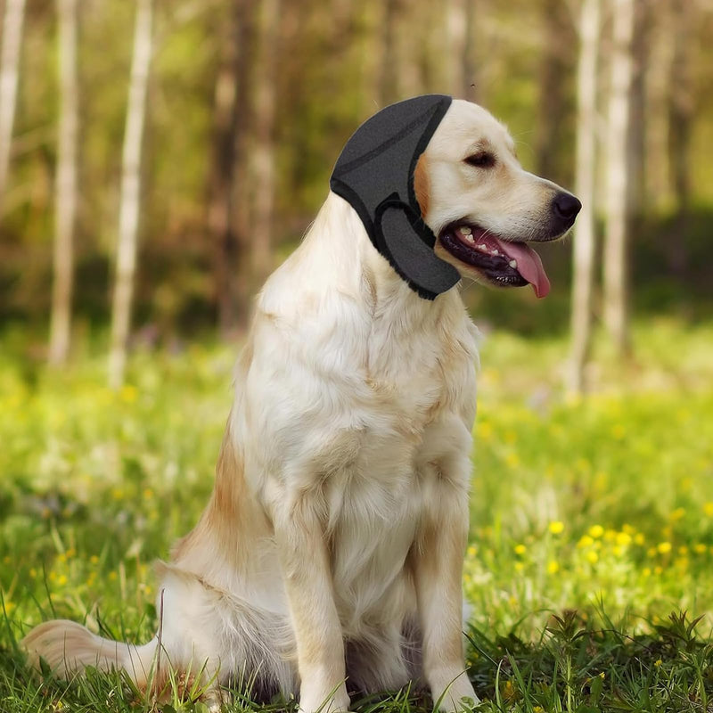 Dog Ear Protectors Noise Cancelling Ear Muffs Adjustable Dog Ear Defenders Waterproof Calming Hood Snood for Dogs Ears Protection During Thunder Fireworks Bath Grooming (L) L