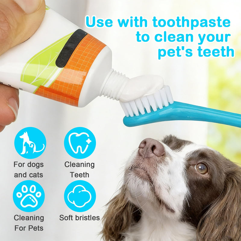 4 PCS Dog Toothbrush, 360 Degree Soft Double Headed Pet Toothbrush, Dogs Cleaning Tooth Brushing Kit for Dogs Cats Teeth Cleaning (Blue, Green) Blue, Green
