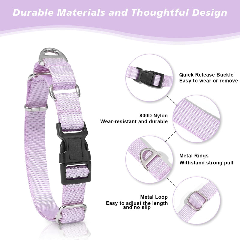 Rttochfy Martingale Dog Collars, Adjustable Nylon Dog Collar with Quick Release Buckle, No Choke Dog Training Collar for Small Medium Large Dogs (Purple, L) Purple - PawsPlanet Australia