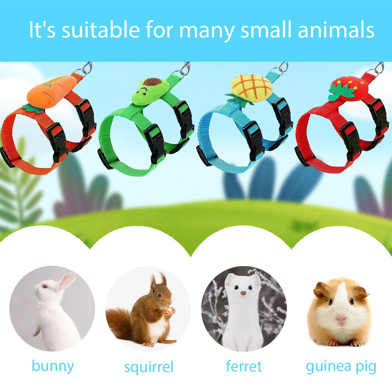 4 Sets Adjustable Bunny Rabbit Harness and Leash Set Small Pet Cute Vest Harness Leash Ferret Harness Guinea Pig Harness Ferret Leash with Decorations for Bunny Kitten Puppy, Small Pets - PawsPlanet Australia