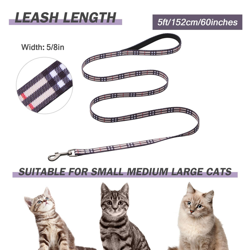 Hikiko Cat Harness and Leash Set Escape Proof Adjustable Walking Travel Soft Kitten Harness for Small Medium Large Cats (Khaki Plaid, M) Khaki Plaid - PawsPlanet Australia