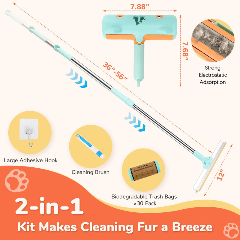 5 PCS Pet Hair Removal Tool, Roller Dog Hair Removers for Couch, Retractable Pet Hair Carpet Scraper Rack, Reusable Cat Hair Remover for Bed, Rugs, Stairs, Furniture - PawsPlanet Australia
