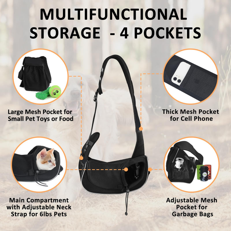 Gloppie Dog Sling Puppy Carrier Travel Cat Carrier Dog Carrying Bag Pet Carrier for Small Dogs Below 5 lbs Dog Accessories & Cat Supplies Black 15.8"L x 3.9"W x 7.1"H Classic Black - PawsPlanet Australia