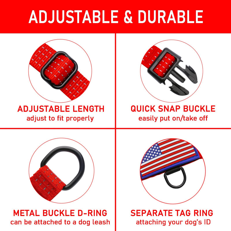 Martingale Collar for Training Dogs. Adjustable Reflective Collars with Buckle-USA Flag- NO Pull-Prevents Slipping Out, for Medium Large XL Dogs. Helps with Strong pullers (L, red) L - PawsPlanet Australia
