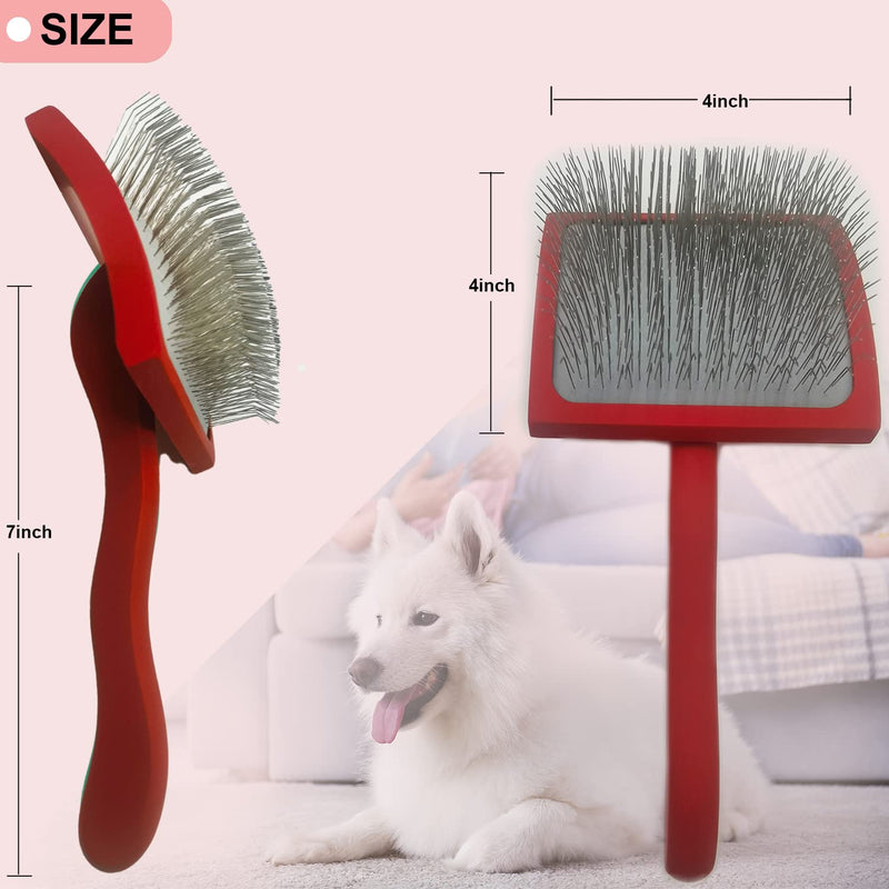 Large Ergonomic Slicker Brush for Dogs & Pets - Extra Long Pin Grooming Brush with Solid Wooden Handle for Poodles, Doodles, and Long-Haired Dogs (red) red - PawsPlanet Australia