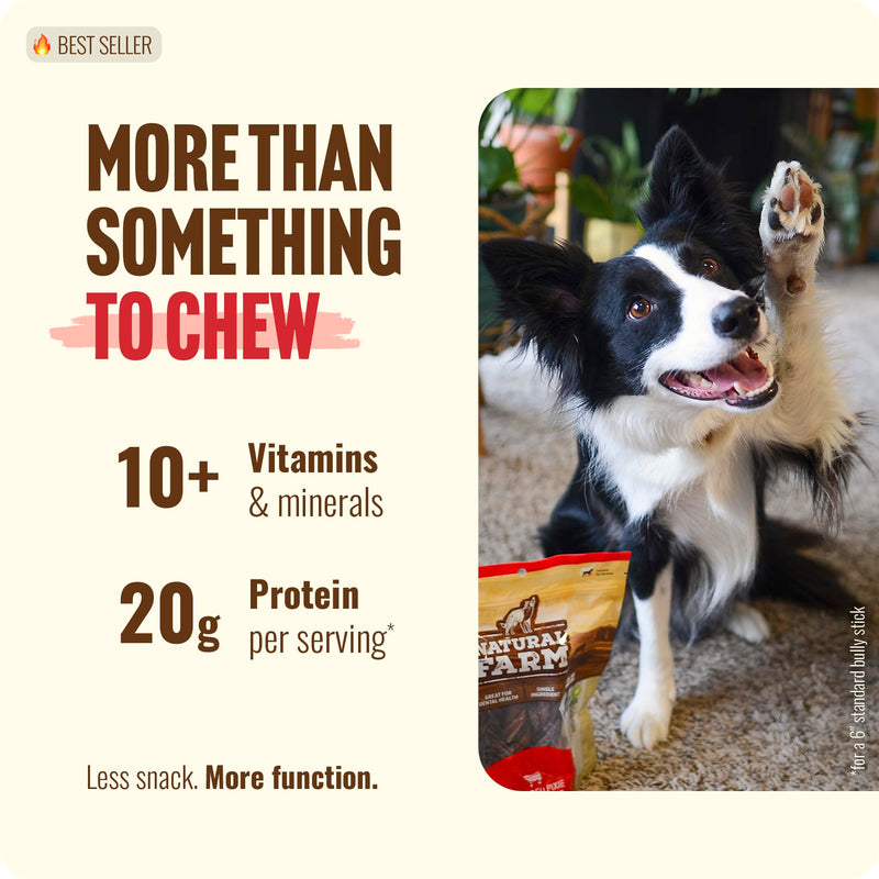 Natural Farm Bully Sticks (6 Inch, 30 Pack), Thin Pizzle Pixie Beef Treats, Grain-Free, High Protein, Best Rawhide Alternative for Small, Puppies or Senior Dogs 30 Count (Pack of 1) - PawsPlanet Australia