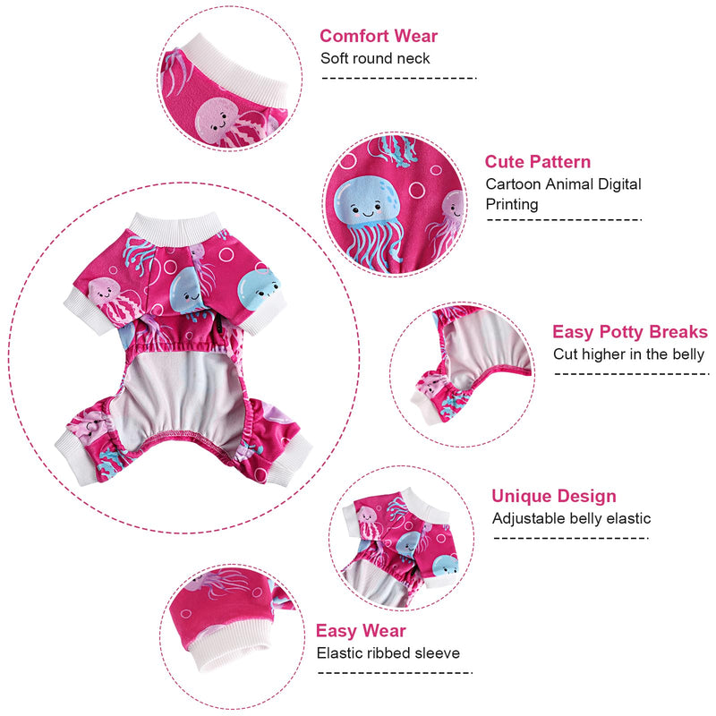 Dog Clothes for Small Dogs Girl Boy, Dog Pajamas Small Sized Dog Boy Girl, Dog Outfit Lightweight Velvet Pet Pjs, Fleece Dog Onesie, Winter Puppy Jumpsuit, Jammies, Dog Outfit Apparel, XS X-Small Rose Red - PawsPlanet Australia