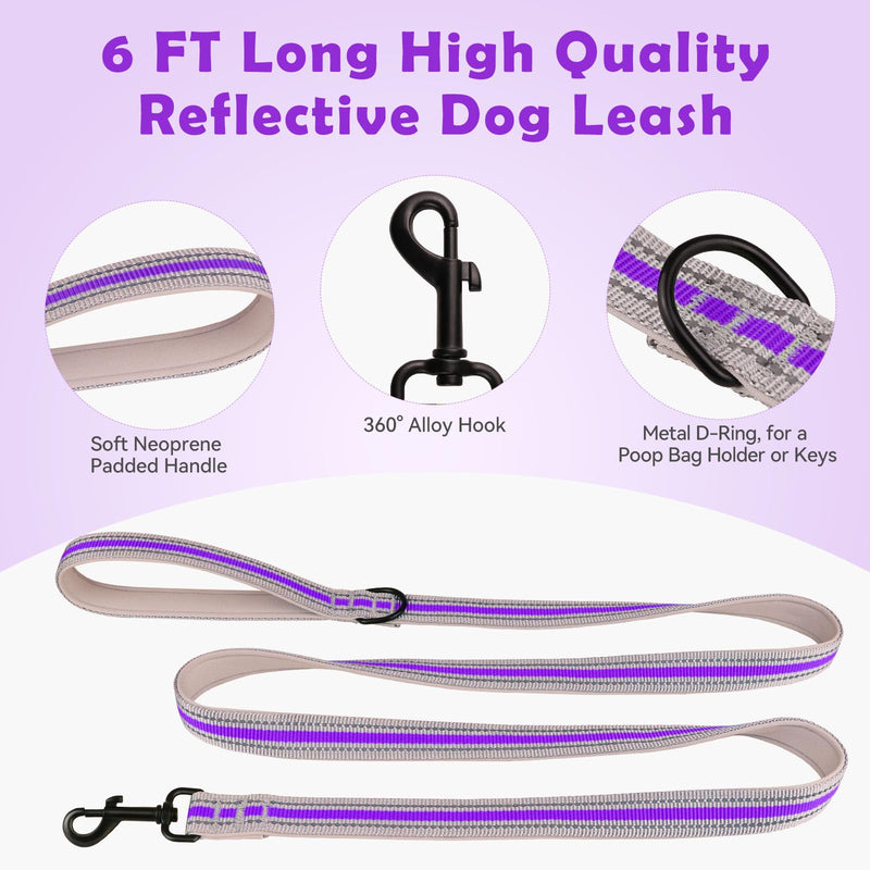 Martingale Collar for Dogs,Soft Neoprene Padded Reflective Martingale Collar and Leash Set Safety Buckle Nylon Martingale Dog Collar for Medium Dogs(Purple&M) Purple - PawsPlanet Australia