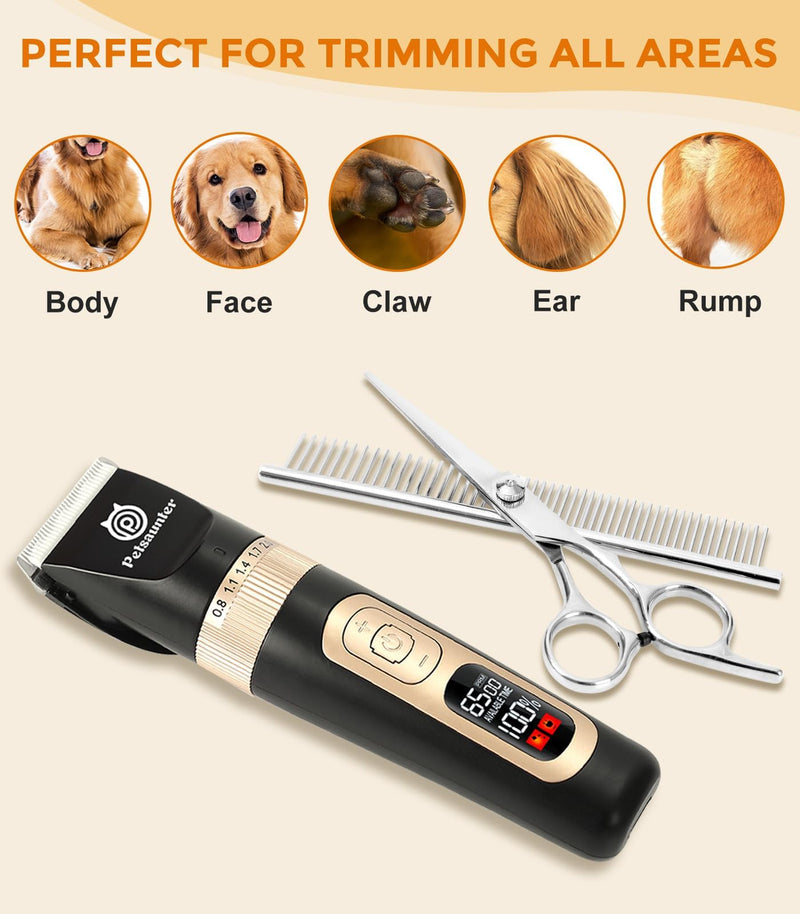 Dog Cat Clippers for Matted Hair - 4-Speed & LCD Dog Clippers for Grooming, Rechargeable for Large&Small Dogs&Cats with Thick Coats - Include a Metal Blade for Paw Trimming(C95ProSet Plus) C95ProSet Plus - PawsPlanet Australia