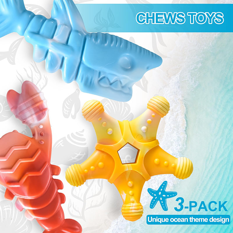 Dog Toys 3 Pack, Indestructible Dog Toys for Aggressive Chewers, Tough Dog Chew Toys for Large Medium Breed, Dog Bones Chew Toys for Super Chewer - PawsPlanet Australia
