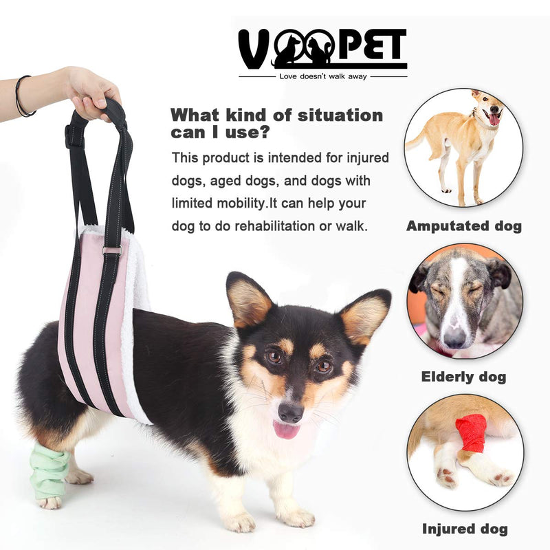VOOPET Dog Sling, Portable Hip Support Harness Assist Lift Dogs Rear for Canine Aid - Pet Lift Harness for Small, Medium & Large Dogs Hind Leg Support Rehabilitation Pink - PawsPlanet Australia