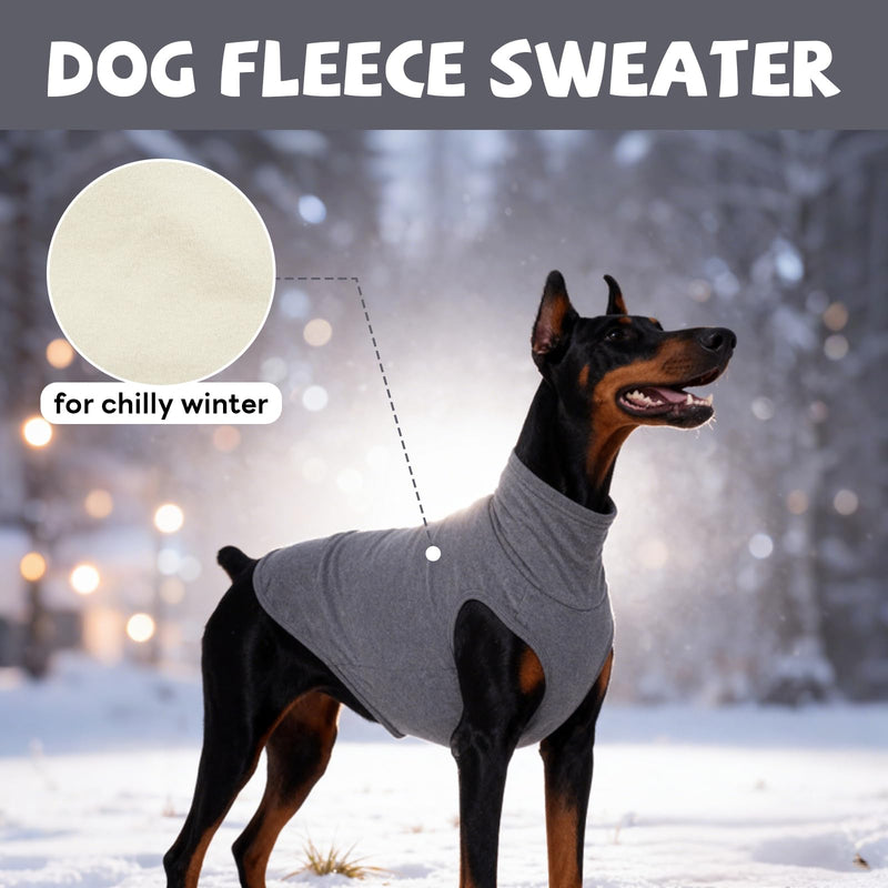 ROZKITCH Dog Sweaters Soft Fleece Pullover Sweatshirt Pajamas, Turtleneck Warm Pet Cold Weather Jacket Stretchy Vest Jumpsuit Apparel Outfit Clothes for Small Medium Large Dogs Walking Sleep Grey M M(Chest: 17.3"Back:13.3") - PawsPlanet Australia
