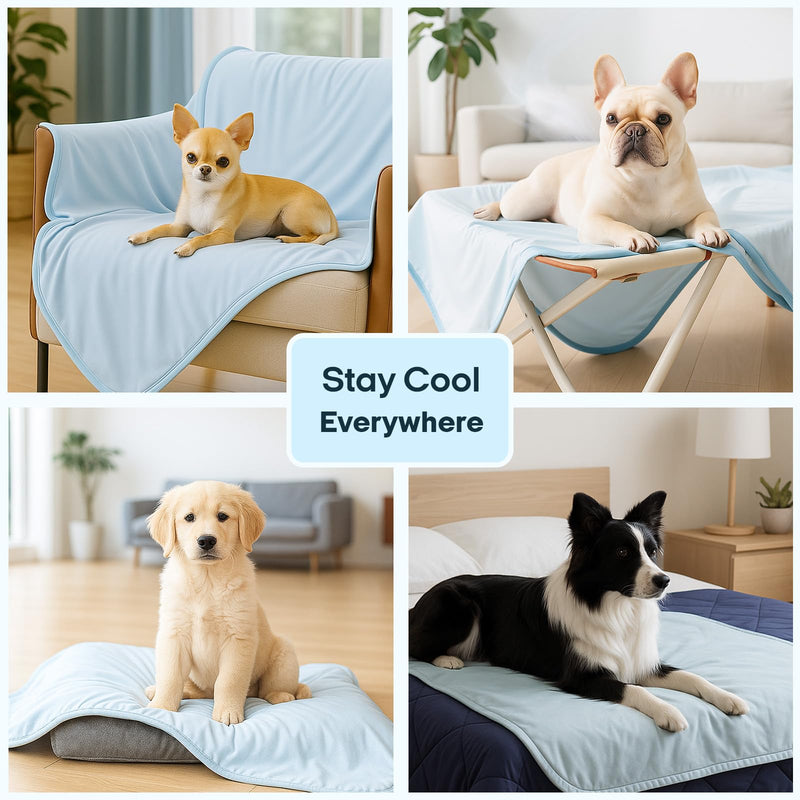 Zonli Premium Cooling Blanket for Dogs-Lightweight Fluffy Pet Throw & Bed Cover,Cooling Mat for Dogs,Cats&Puppies - Breathable,Durable Summer Blanket-Oversized 39"×55" Pet Pad, Machine Washable (Blue) Blue - PawsPlanet Australia