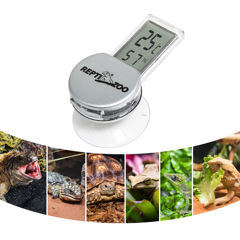 REPTI ZOO Reptile Thermometer Hygrometer with Suction Cup, Digital Thermometer Hygrometer for Reptile Rearing Box Terrarium Tank Bearded Dragon, Temperature & Humidity Gauge Fahrenheit (℉) Grey - PawsPlanet Australia