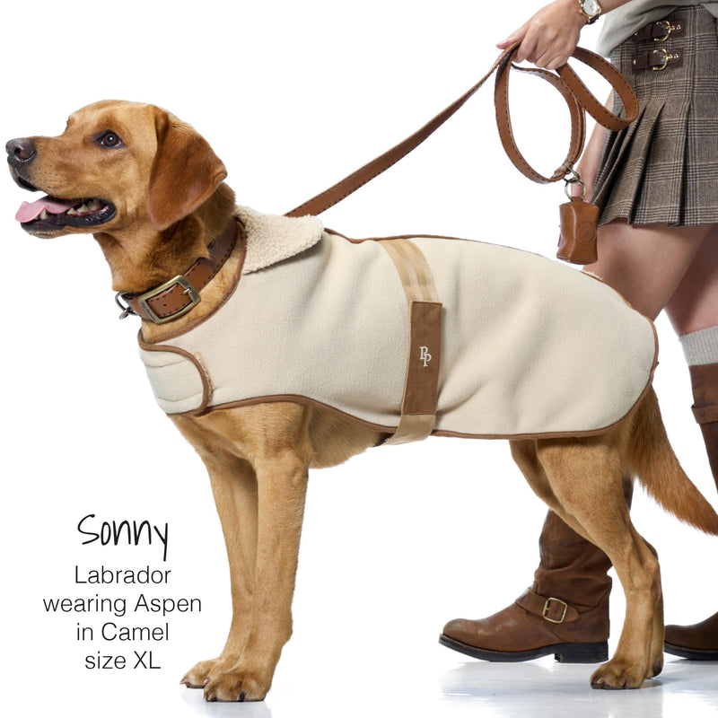 Aspen - The Cozy Sherpa Vegan Shearling Pet Jacket Sweater for Small, Medium and Large Dogs, Camel, X-Large (55-80 lbs) X-Large (55-80 lbs) - PawsPlanet Australia
