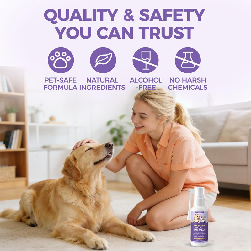 Furaqua Pet Dental Spray, Cleaning Spray for Dogs Teeth, Pet Breath Freshener – Dog Oral Care & Cat Teeth Cleaning - Targets Bad Breath, Plaque & Tartar - No Brushing(1) 1 - PawsPlanet Australia