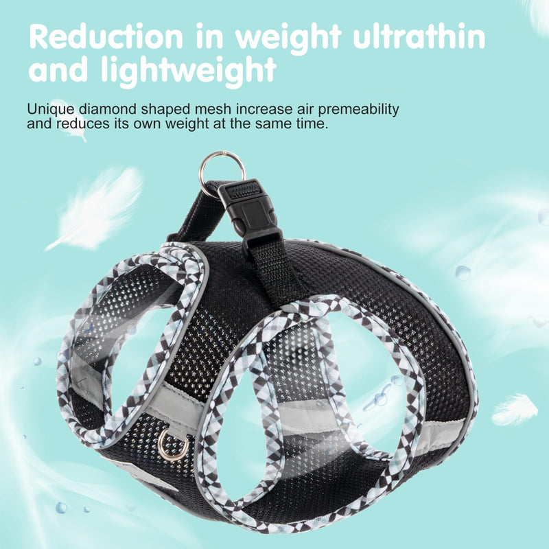 Dog Harness and Leash Set, No Pull Pet Harness for Small Dogs Easy Walking,Soft Breathable Small Dog Harness,Adjustable Reflective Step in Vest Harness for Puppy,Kitten, Cats xxs black - PawsPlanet Australia