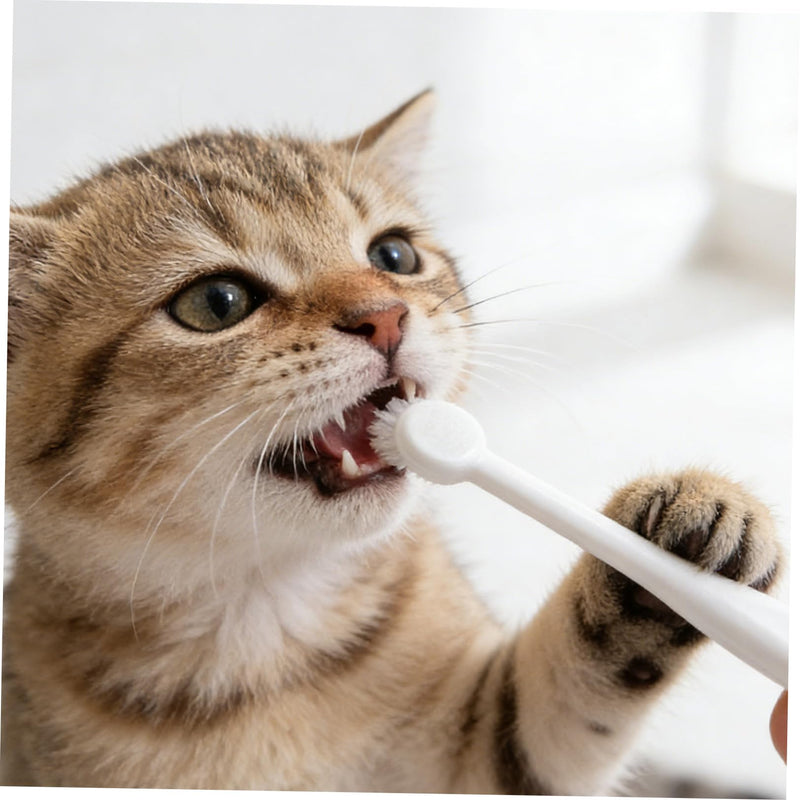 Supvox Round Head Toothbrush with Soft Bristles for Pets, Smooth Bristle Toothbrush for Pet Cleaning, Practical Puppy Toothbrush for Cats and Puppies