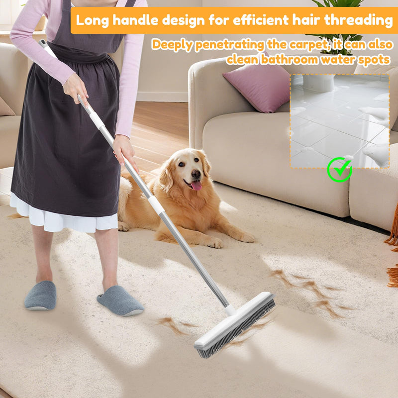 3 in 1 Carpet Rake Kit for Pet Hair Removal Tool,Reusable Pets Hair Remover Broom with Long Handle,Dog & Cat Carpet Scraper,Pet Hairs Remover for Rugs, Mats, Couch, Curtains - PawsPlanet Australia