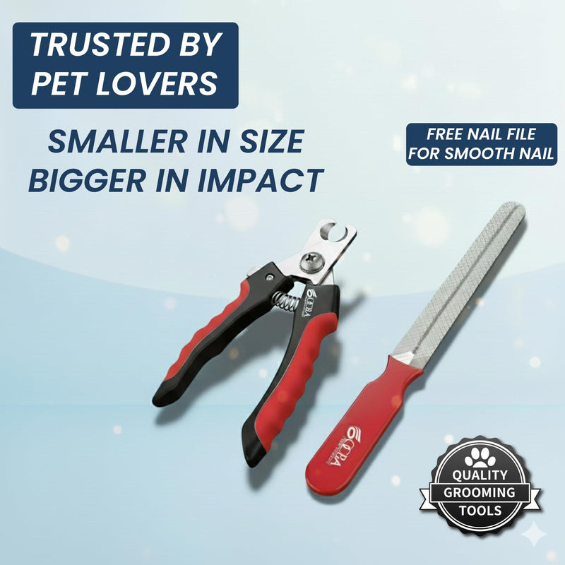 Dog Nails Clippers with Safety lock & Nail File Professional Dog clippers suitable for all sized Breeds Protection Guard to Prevent Over Cutting suitable for Cats Rabbits (Red Black, Small) Red Black