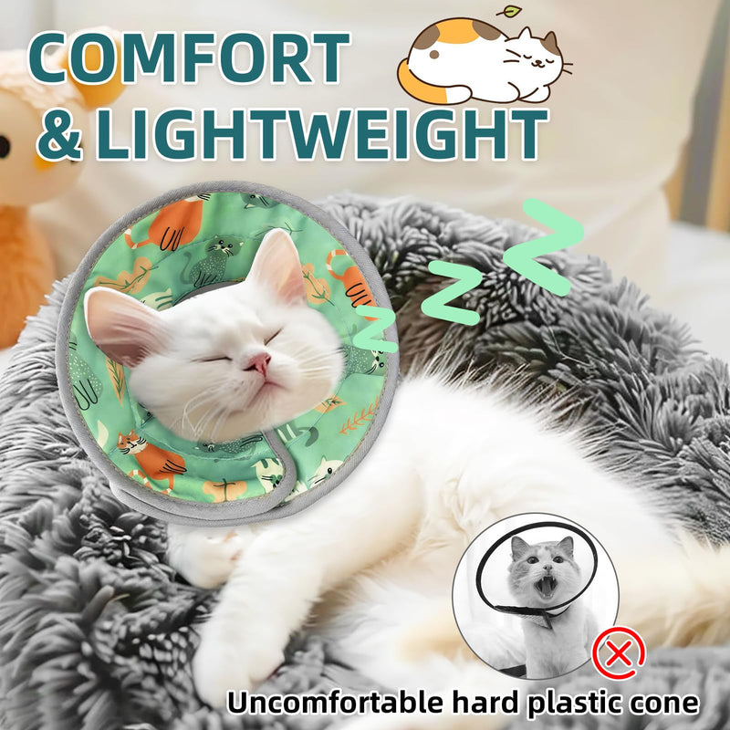 Cat Cone, Soft, Adjustable Elizabethan Collar, Stop Licking After Surgery, Pet Recovery Collar, Suitable for Kittens, Small Dogs, and Puppies (Grey, M) (Mint Green, S) Mint Green