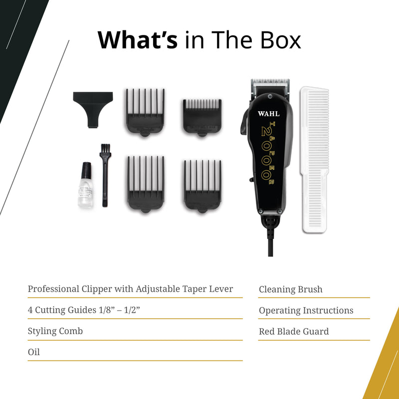 Wahl Professional Taper 2000 Clipper, Adjustable Blade, High-Performance Corded Electric Hair Cutting Tool, Black - PawsPlanet Australia