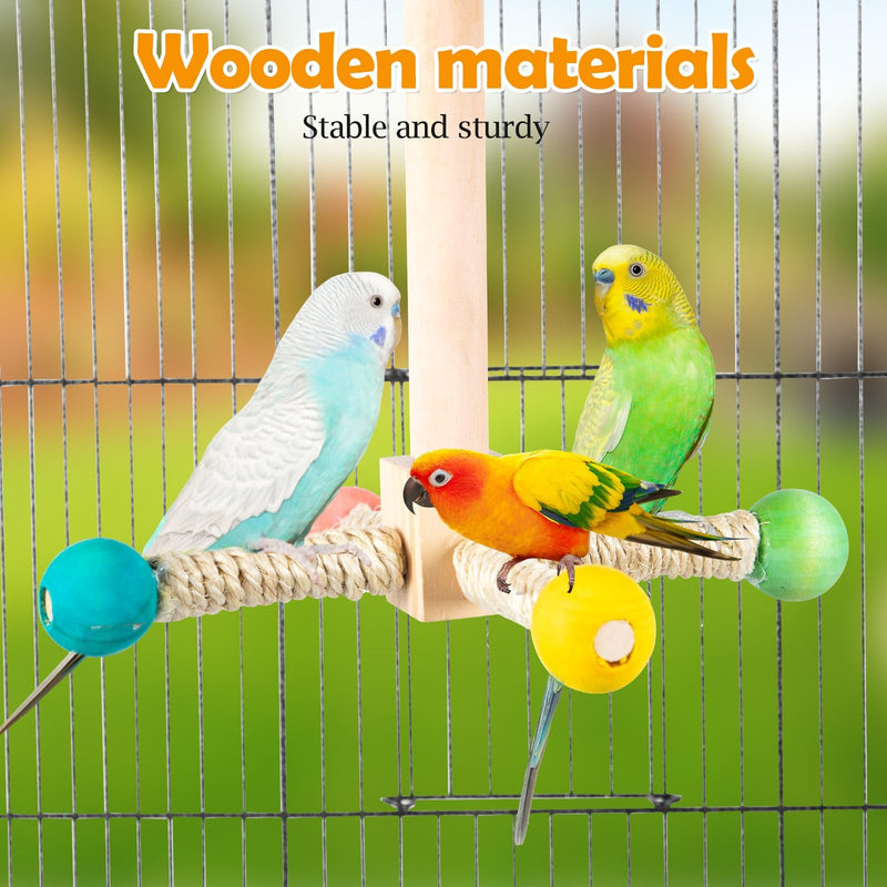 Rotating Bird Perches Toy, Interactive Spinning Parrot Parakeet Toys, Wooden Exercise Stand Bird Cage Accessories for Budgies,Cockatiels,Small Birds Rotating Bird Swing Toys - PawsPlanet Australia