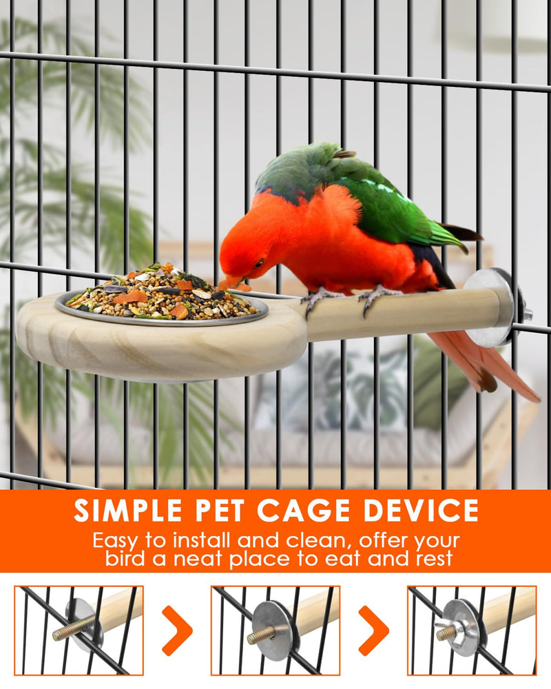 KATUMO Bird Perch Bird Feeding Cup Parrot Wood Perch Stand Toy Bird Cage Accessory for Parakeet Lovebird Conure Budgie Canary Finch Small Parrots L Perch - PawsPlanet Australia