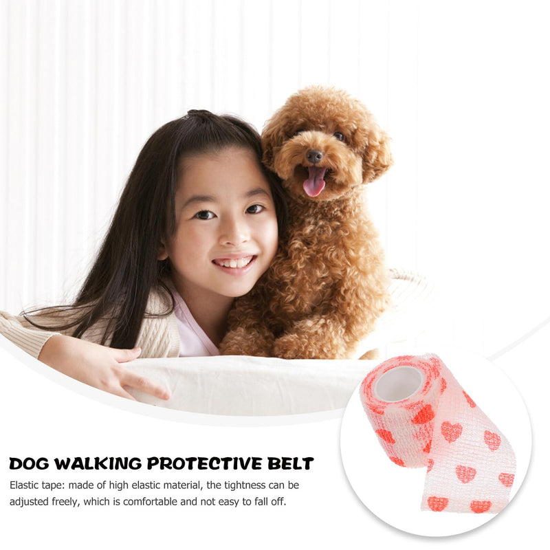 Beavorty Self-Adhesive Elastic Pet Bandage 5cm x 4.5m Made of Highly Elastic Non-Woven Fabric, Red with Pattern, Adjustable Cat and Dog Bandage for Wound Protection During Outdoor Activities and Care