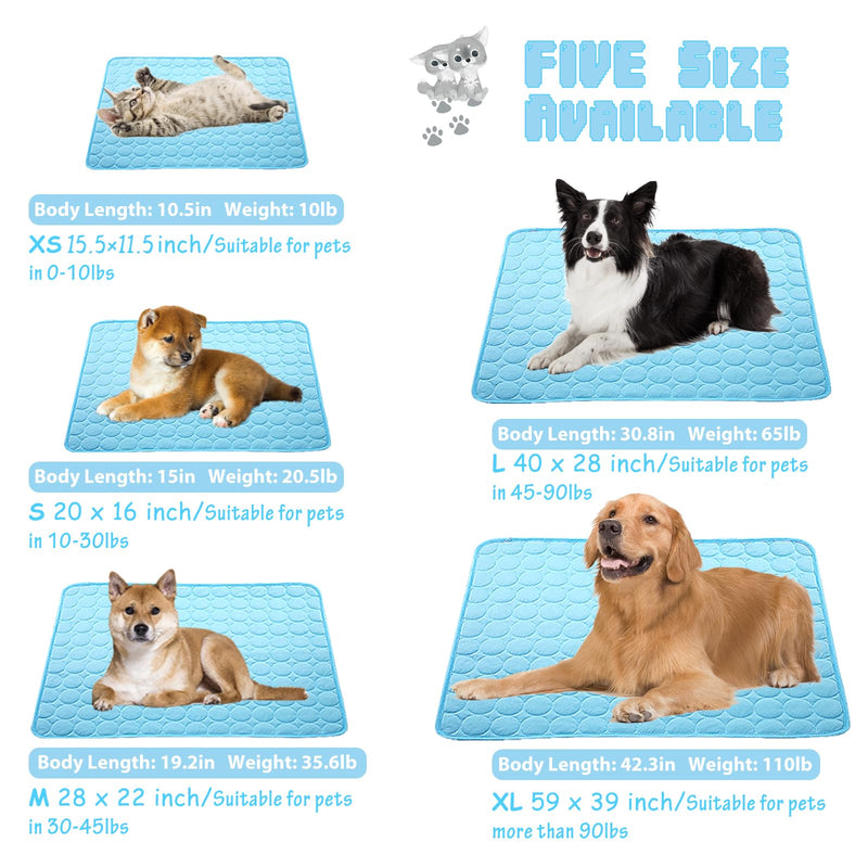 Washable Dog Ice Silk Self Cooling Mat for Indoor & Outdoor Dog Mat with Cooling Pad & Blanket Blue 59x39 in - PawsPlanet Australia