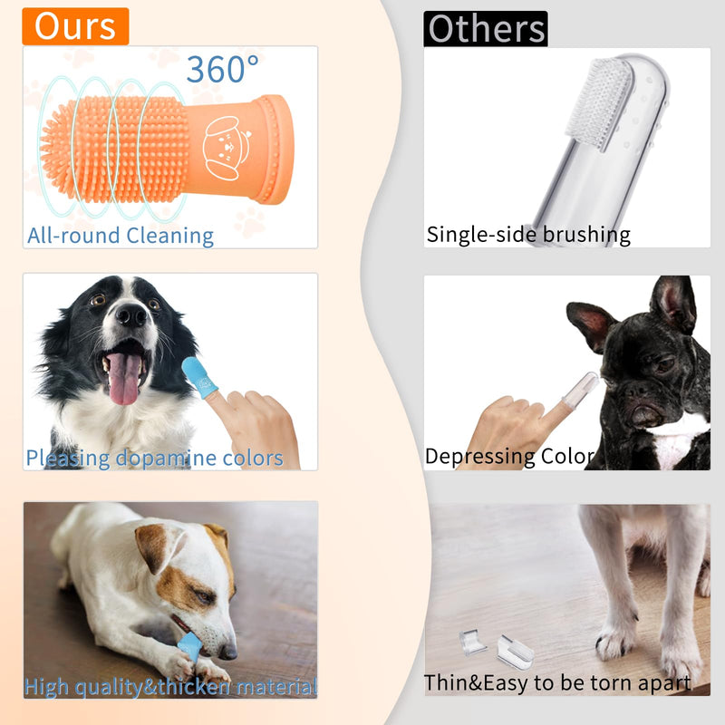 Dog Finger Toothbrush for Pet: Puppy Teeth Brushing Kit - Doggie Dental Cleaning Fingertip Fingerbrush Winter Sunset-5pcs - PawsPlanet Australia