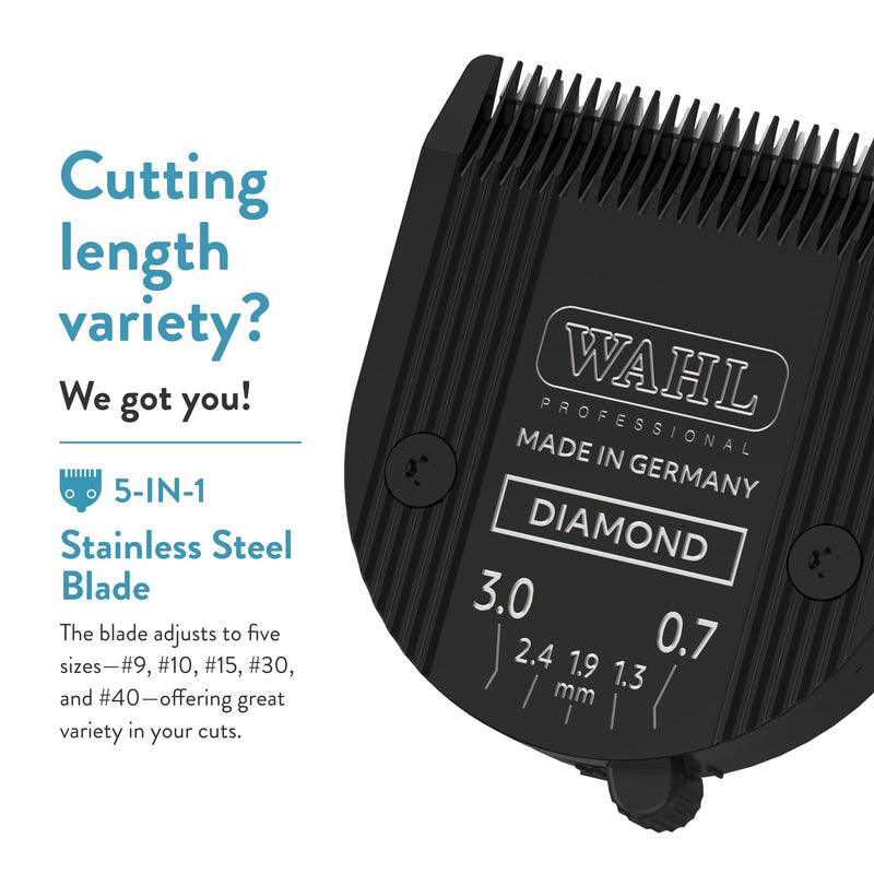 Wahl Professional Animal 5-in-1 Diamond Blade Arco, 5 Style Groom, Bravura, Chromado, Creativa, Figura, and Motion Pet, Dog, and Horse Clippers (41854-7526) Black