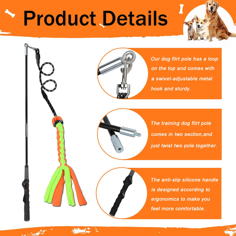 Flirt Pole for Dogs, Interactive Dog Toys Teaser Wand Play Pole with Fleece Rope Lure Chewing Toy for Small Medium Large Dogs Puppy Outdoor Exercise & Training … - PawsPlanet Australia