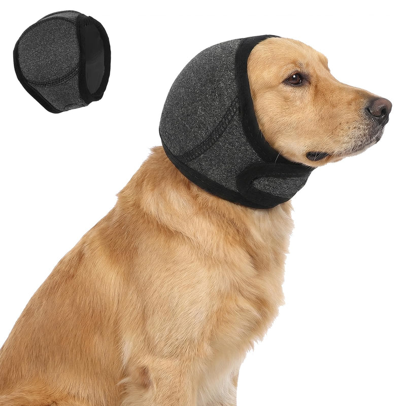 Dog Ear Protectors,No Shake Dog Ear Muffs for Anxiety Relief Noise Protection Bathing Grooming, Waterproof Dogs Ears Cover for Thunder Lightning Fireworks (S Size) Gray