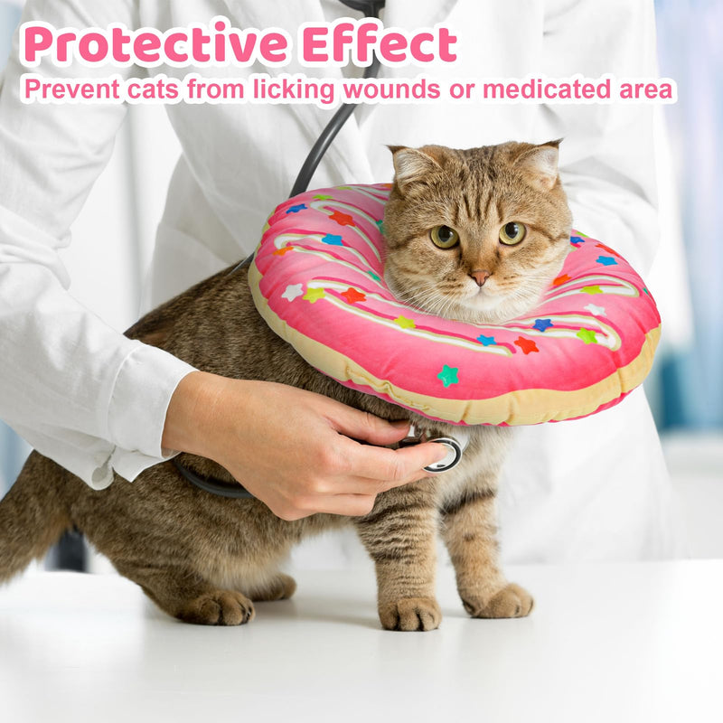 Cat Cone Collar Soft, Cute Cat Donut Collar Adjustable Cat Recovery Collar Comfortable Elizabethan Cones to Stop Licking Anti-Bite Neck Cone for Cats Kittens Small Dogs After Surgery S Pink - PawsPlanet Australia
