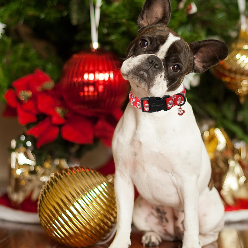 ARING PET Christmas Dog Collar, Cute Red Santa Claus Christmas Pet Collars with Quick Release Buckle for Small Medium Large Girl&Boy Dogs-XS