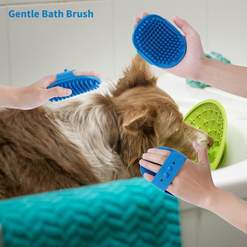 Ergonomic Slicker Brush for Long-Haired Dogs, Wooden Handle Dog Brush,Goldendoodles, Labradoodles, Poodles Long Pins for Grooming Loose Hair，Effectively Removes Tangles, Knots and Loose Fur Blue