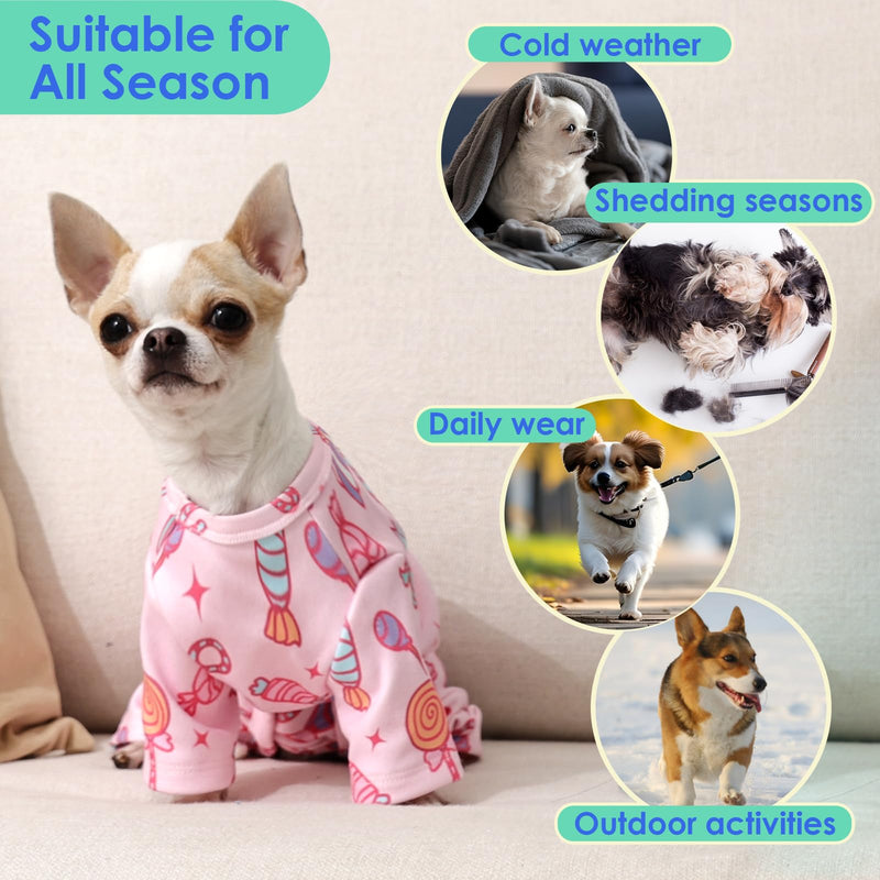 MIGOHI Sweet XS Dog Pajamas, Dog Onesie for Small Dogs | Stretchy & Lightweight Doggy Clothes, Cute Warm Jumpsuit for Puppy, Summer Nightwear, Pink, XS XS(6-10 lbs) - PawsPlanet Australia