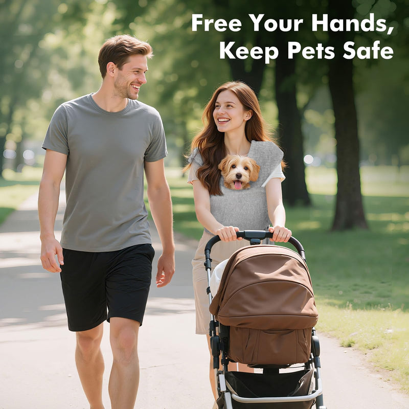 Pawaboo Pet Sling Carrier for Small Dogs and Cats, Hands Free Dog Carriers Sling, Anti-Anxious Soft Cotton Front Facing Cat Carrier Papoose, Puppy Kitten Pouch Reduce Back Neck Pain, Gray - PawsPlanet Australia