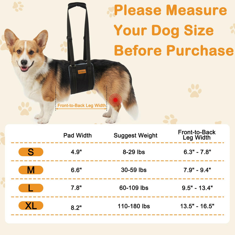 Vivifying Dog Lift Harness for Small Dogs, Soft Flannel Rear Leg Support Sling, Adjustable Dog Lifting Harness for Weak Back Legs, Senior Injured Disabled Dogs, ACL Surgery Mobility Assist, S, Gray