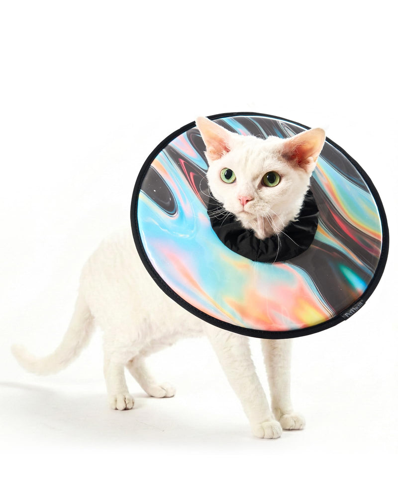 PetThem Soft Cat Cone Collar, Adjustable Cat Recovery Collar, After Surgery Protection, Waterproof & Easy to Clean, Lightweight Elizabethan Collar for Cats and Small Dogs (Stellar Wanderer, M) Stellar Wanderer