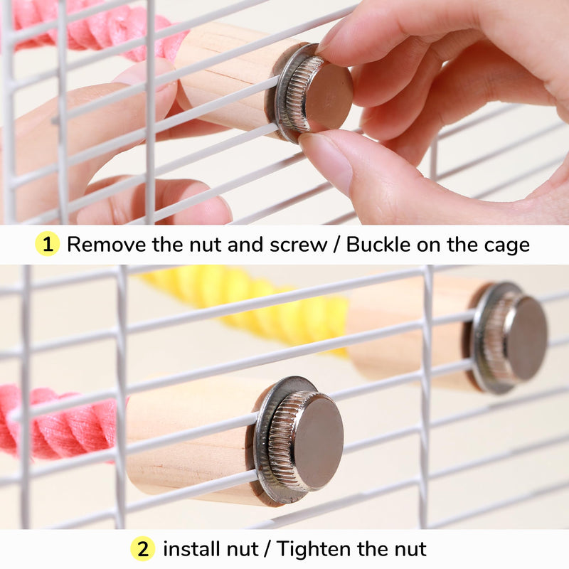 Multi-Color Rope Bird Perch Toys for Parrot Cage Stand, Climbing Swing Accessories for Cockatiel, Parakeets, Budgies, Lovebirds, Conures, Finches - 39.4 inch - PawsPlanet Australia