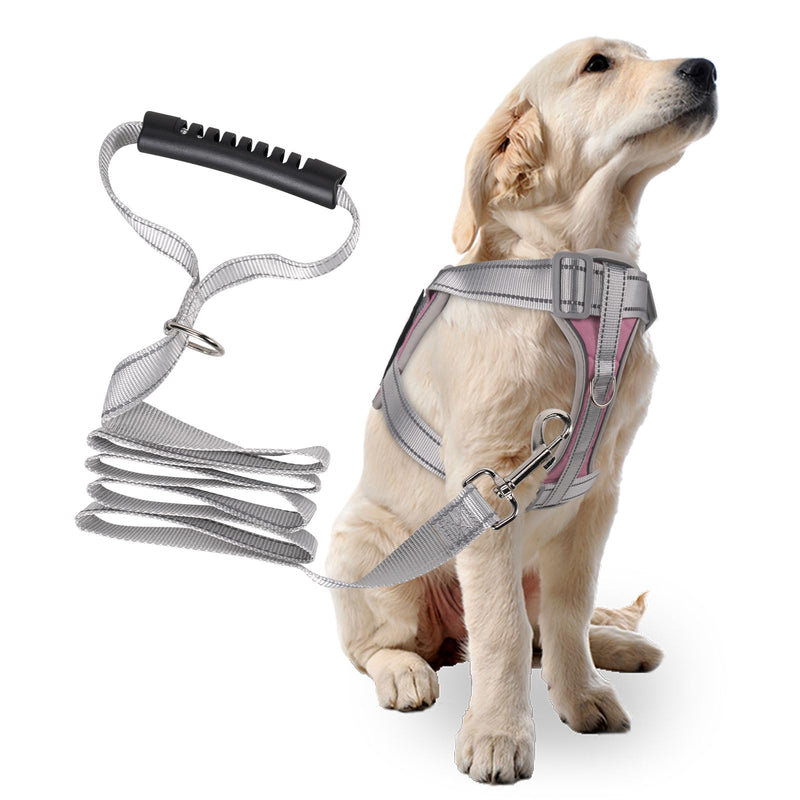 No Pull Dog Harness Dog Harness for Medium Dogs Heavy Duty with Handle No-Pull Service Vest Breed Adjustable Military Walking Training Hunting (Pink,M) PINK - M - PawsPlanet Australia